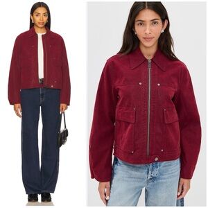 Free People Blair Faux Suede Jacket in Red SZ XL